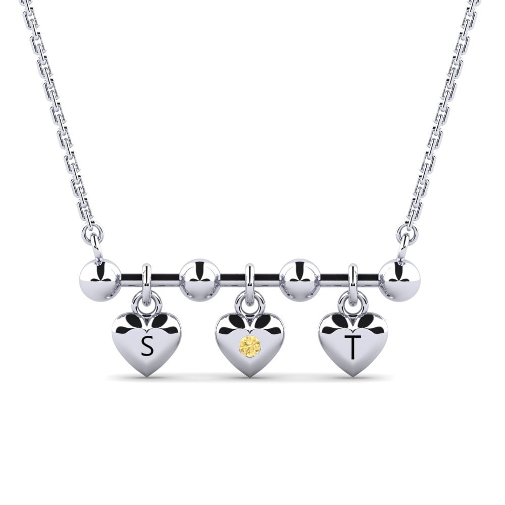 14k Oro Blanco Diamante Amarillo Collar de Mujer Ettie