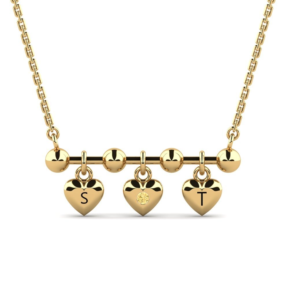 14k Oro Amarillo Diamante Amarillo Collar de Mujer Ettie