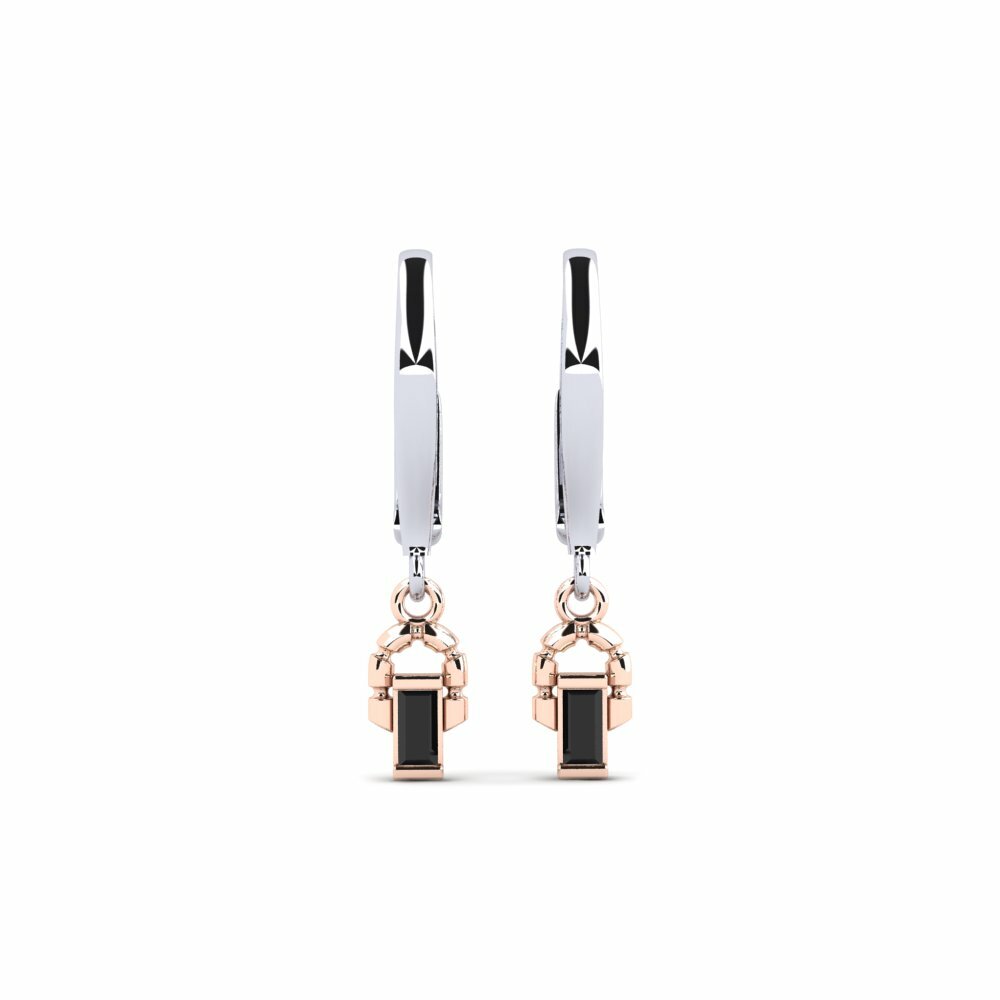 14k White & Rose Gold Black Onyx Women's Earring Eubea