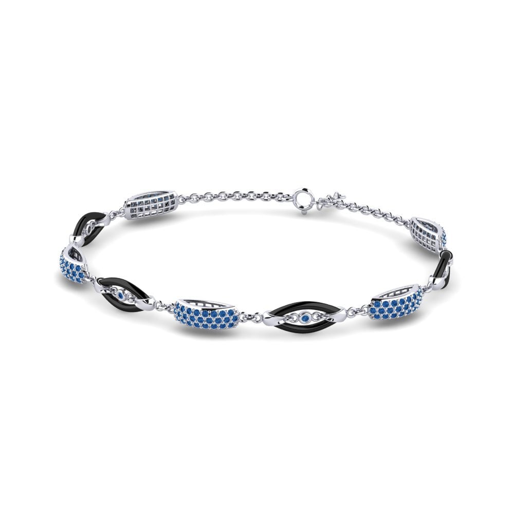 14K White Gold Dark Blue Zirconia Bracelet Eularia