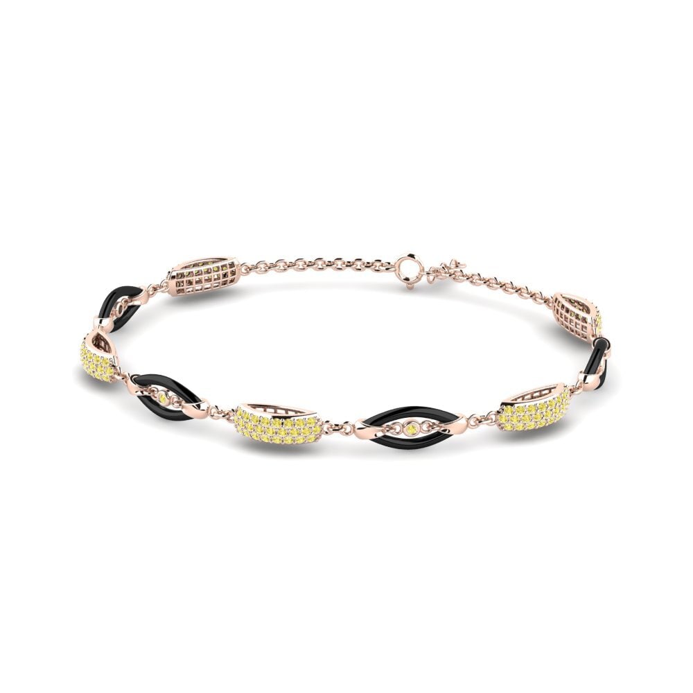 18k Oro Rosa Zafiro amarillo Pulsera de Mujer Eularia