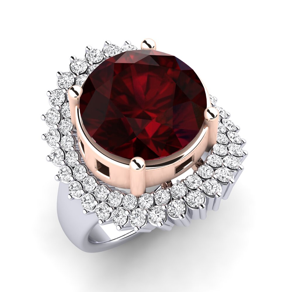 18k Oro Blanco & Rosa Anillo Evan