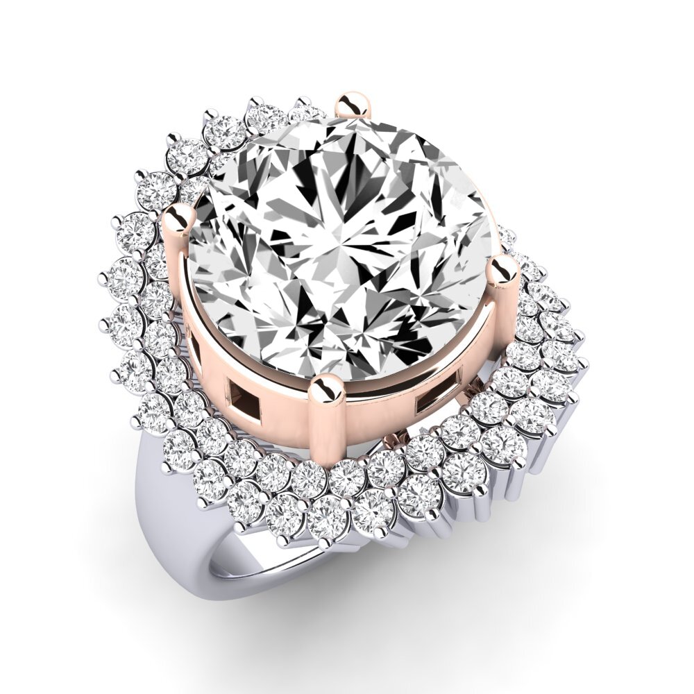 18k Oro Blanco & Rosa Moissanita Anillo Evan