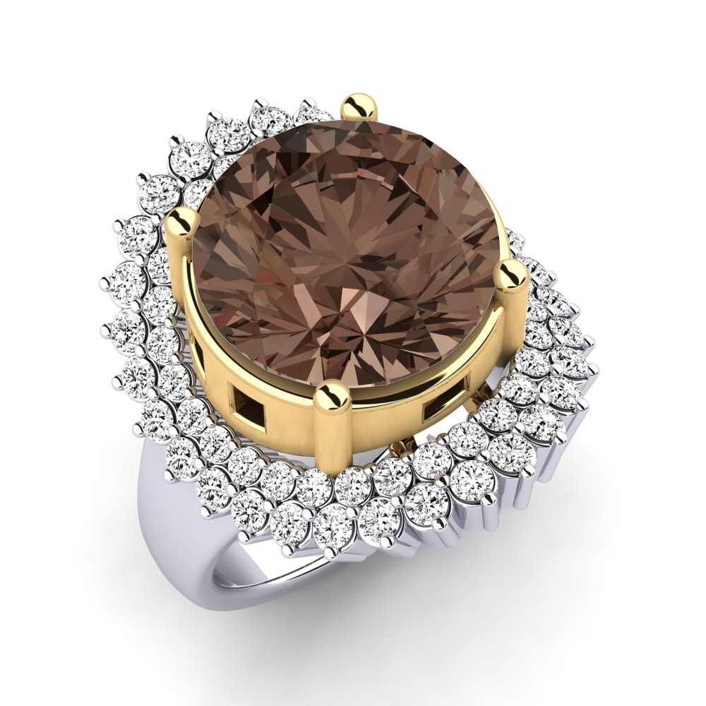 18ct White / Yellow Gold Smoky Quartz Ring Evan