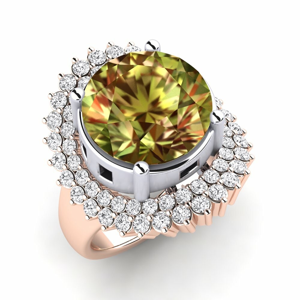 Or Rose& Blanc 14k Pierre de Sultan Bague Evan