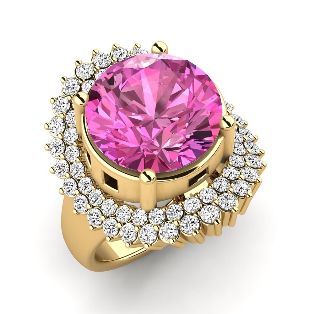 9k Oro Amarillo Topacio Rosa Anillo Evan