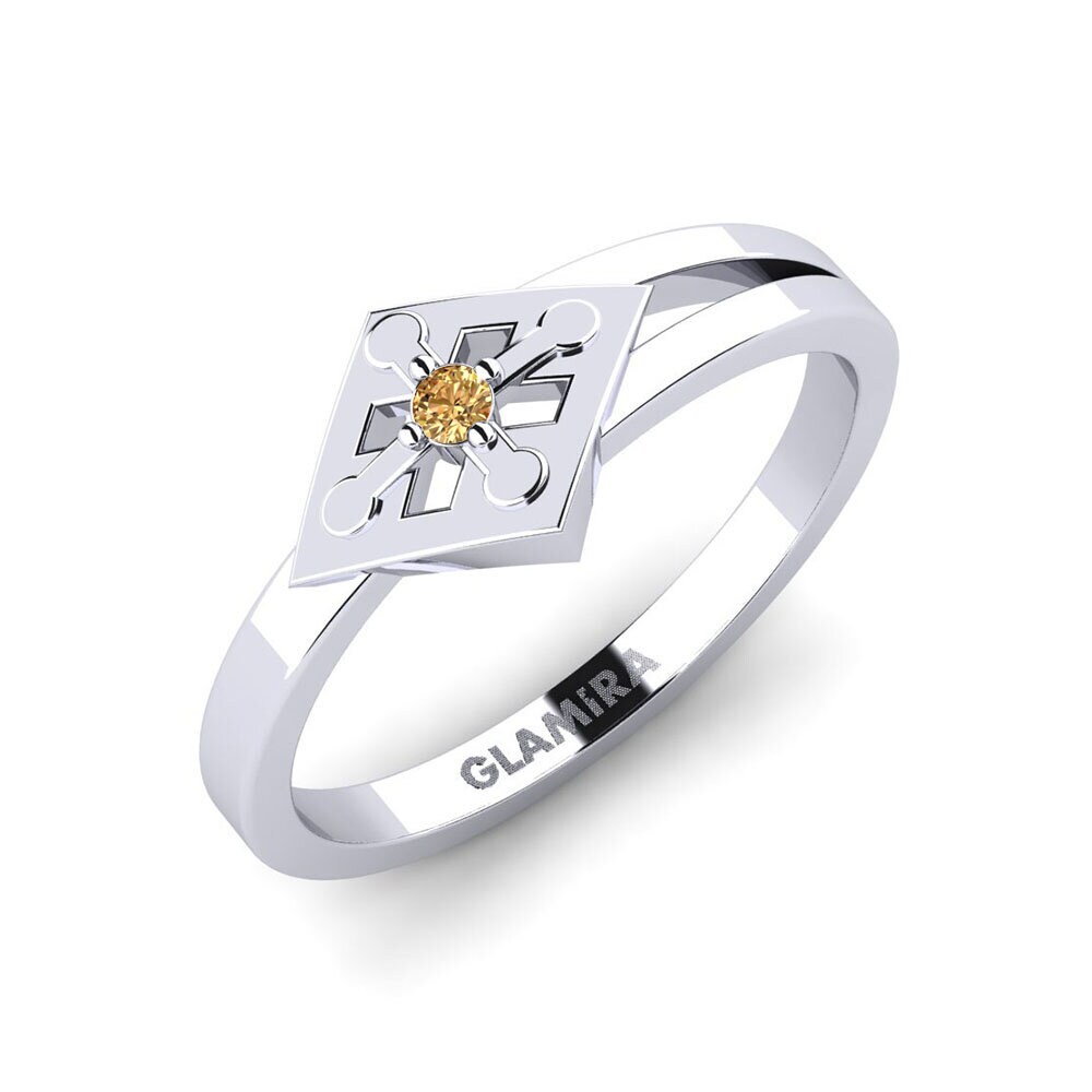 14k Oro Blanco Diamante café Anillo Evanina