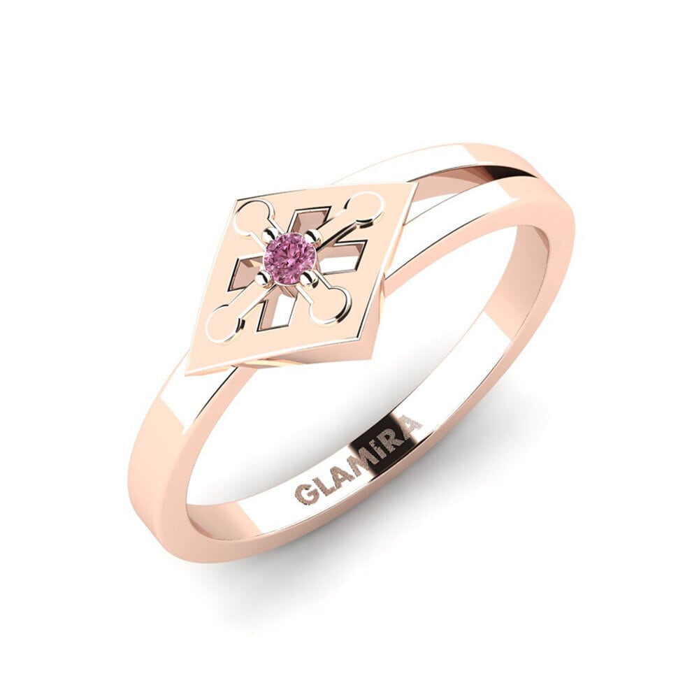 14k Oro Rosa Granate Rhodolite Anillo Evanina