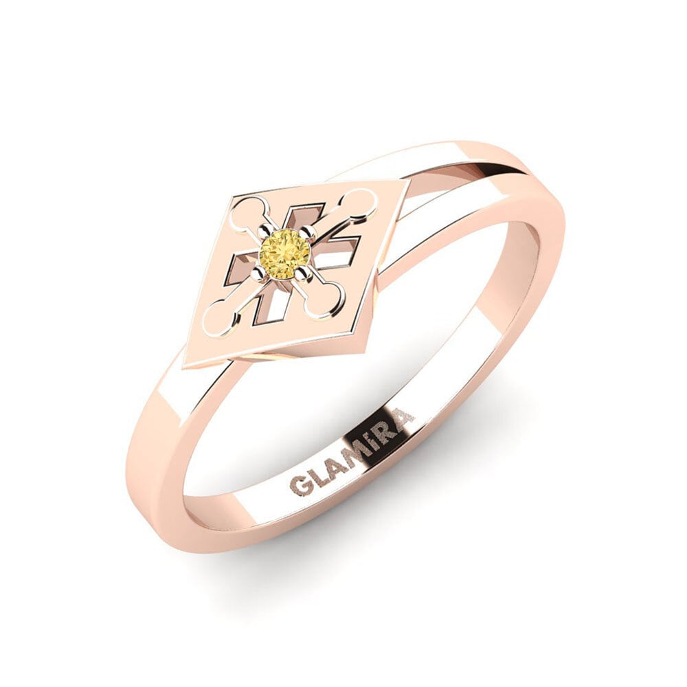 14k Oro Rosa Diamante Amarillo Anillo Evanina