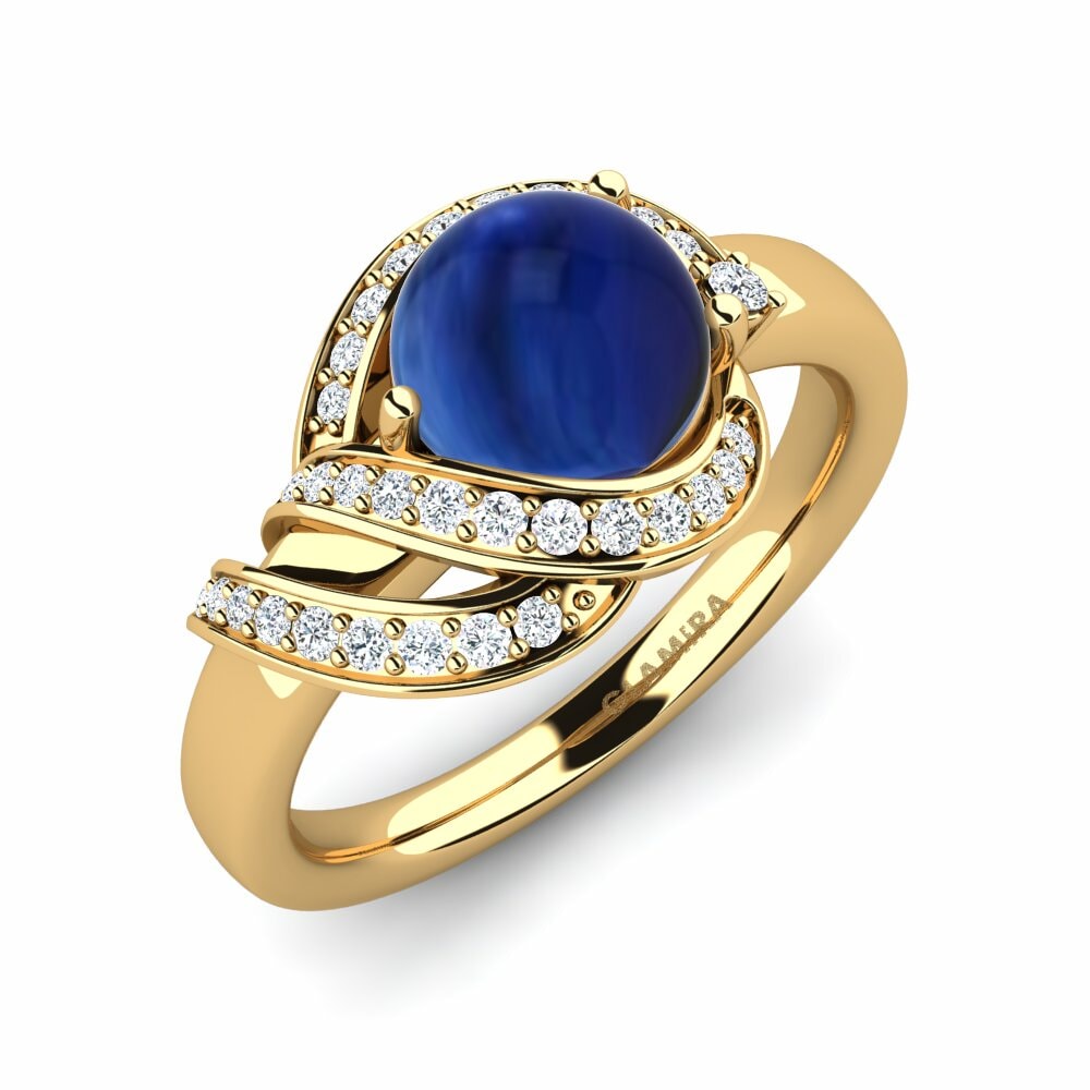 Or Jaune 18k Saphir Cabochon Bague Evelia
