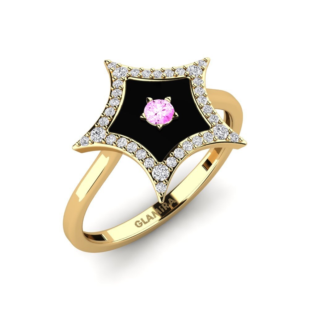 Or Jaune 14k Saphir Rose Bague Eveningstar
