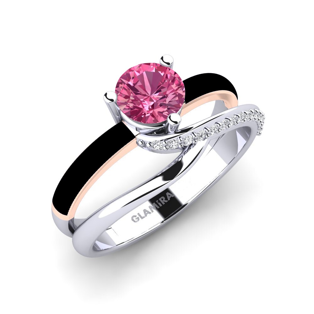 14ct White & Rose Gold Pink Tourmaline Engagement Ring Everg