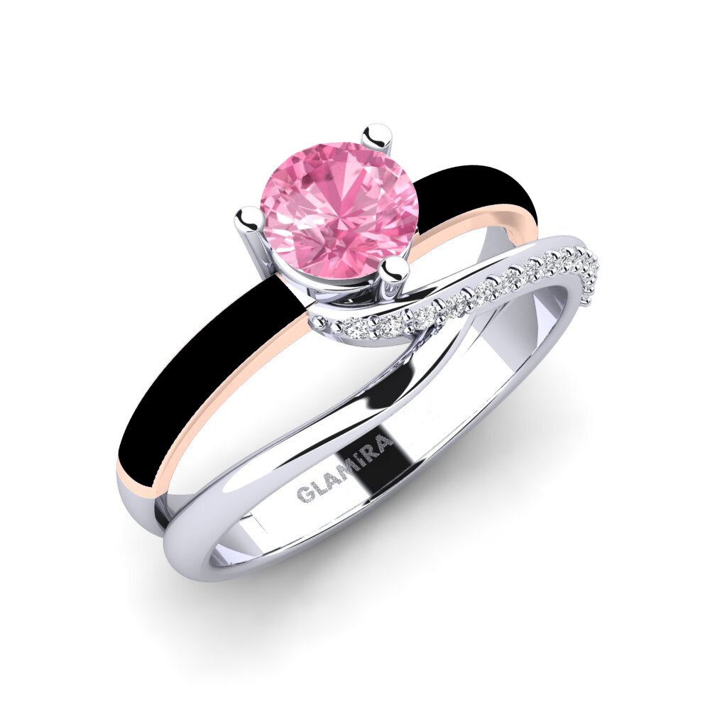 18ct White & Rose Gold Pink Sapphire Engagement Ring Everg