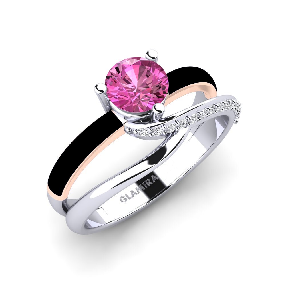 14ct White & Rose Gold Pink Topaz Engagement Ring Everg
