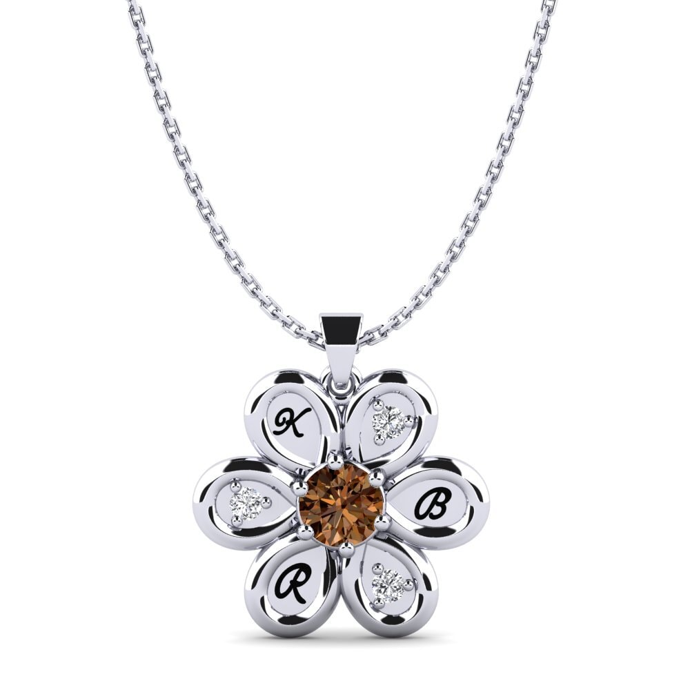 Plata 925 Diamante Marrón Colgante de Mujer Evette