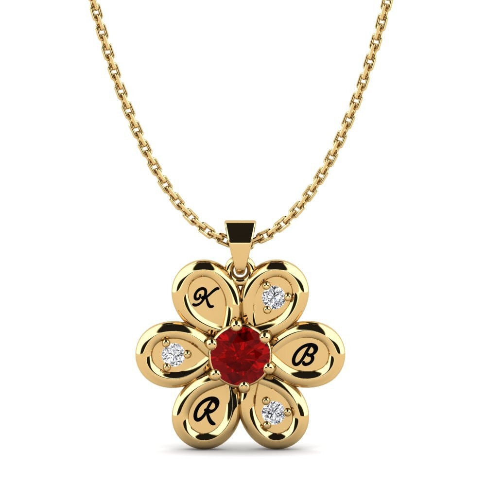Gelbgold 585 Rubin (im Labor gezüchtet) Damen anhänger Evette