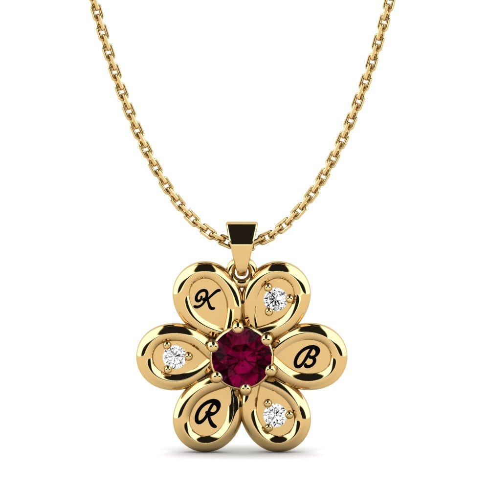 14k Oro Amarillo Granate Rhodolite Colgante de Mujer Evette