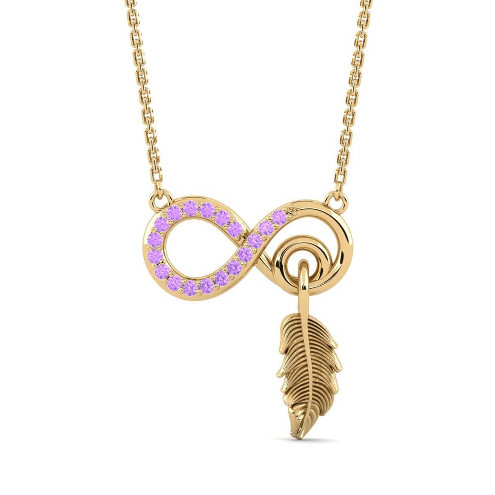 9ct Yellow Gold Amethyst Women's Necklace Evidemment