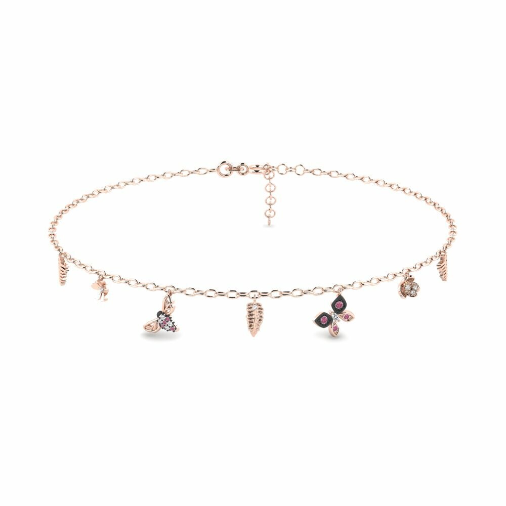 14k Rose Gold Rhodolite Garnet Women's Anklet Exclusionary