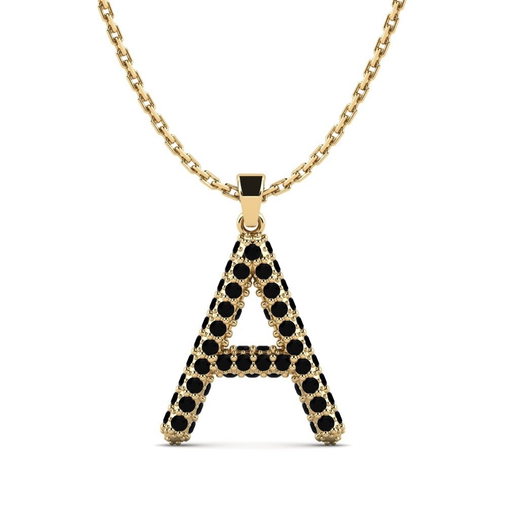 Schwarzer Diamant Damen anhänger Exeren - A