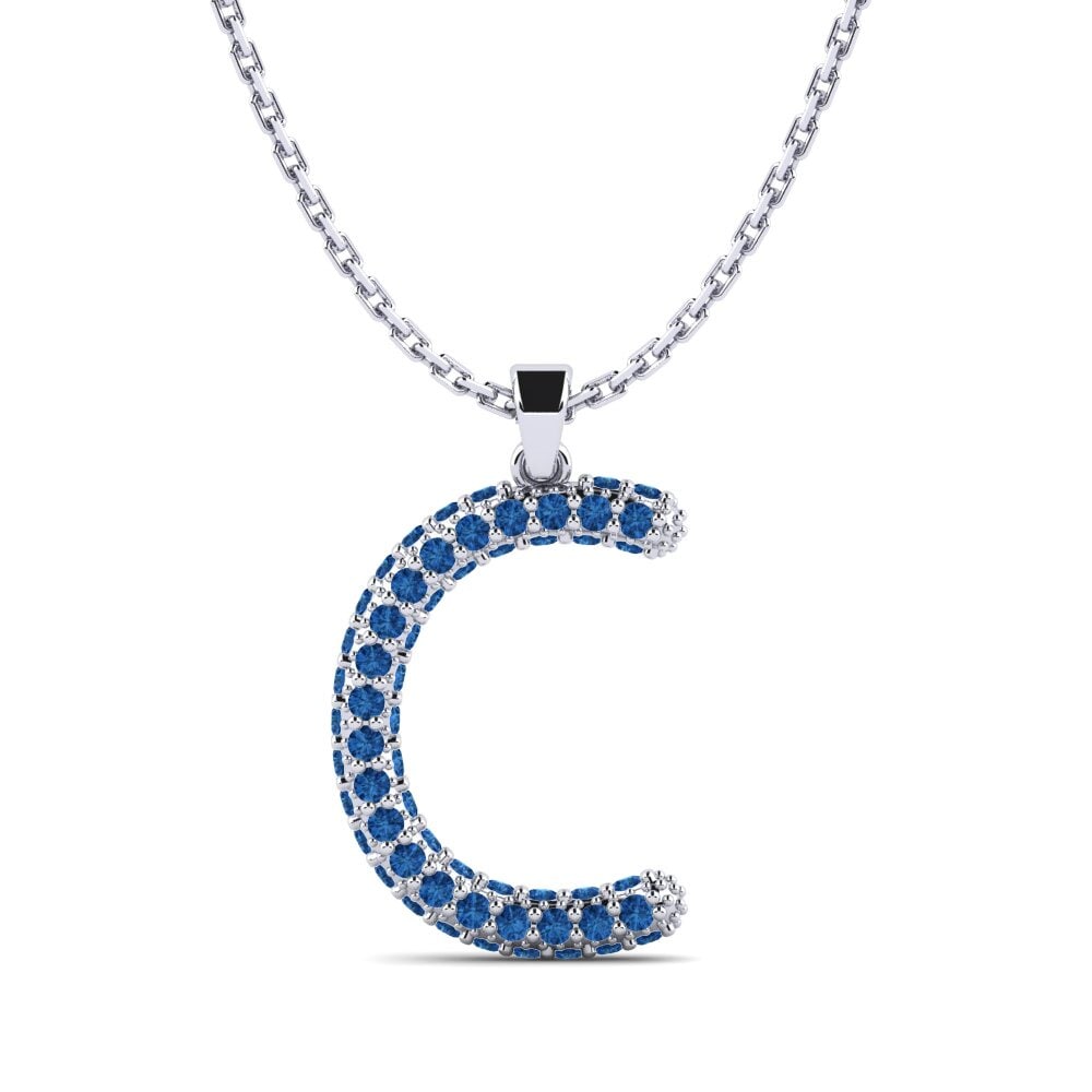Dunkelblauer Zirkonia Damen anhänger Exeren - C