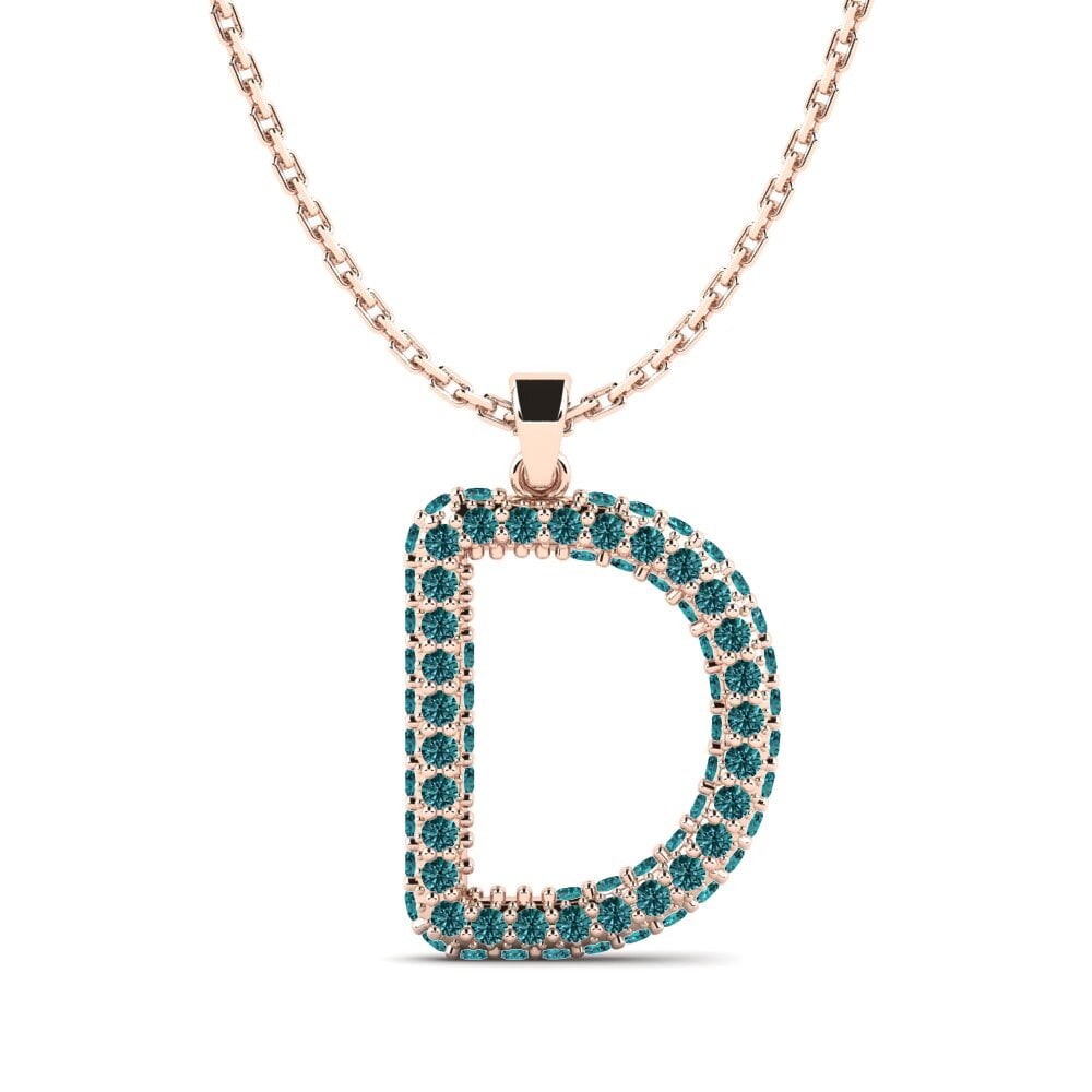 Rotgold 585 Blauer Diamant Damen anhänger Exeren - D
