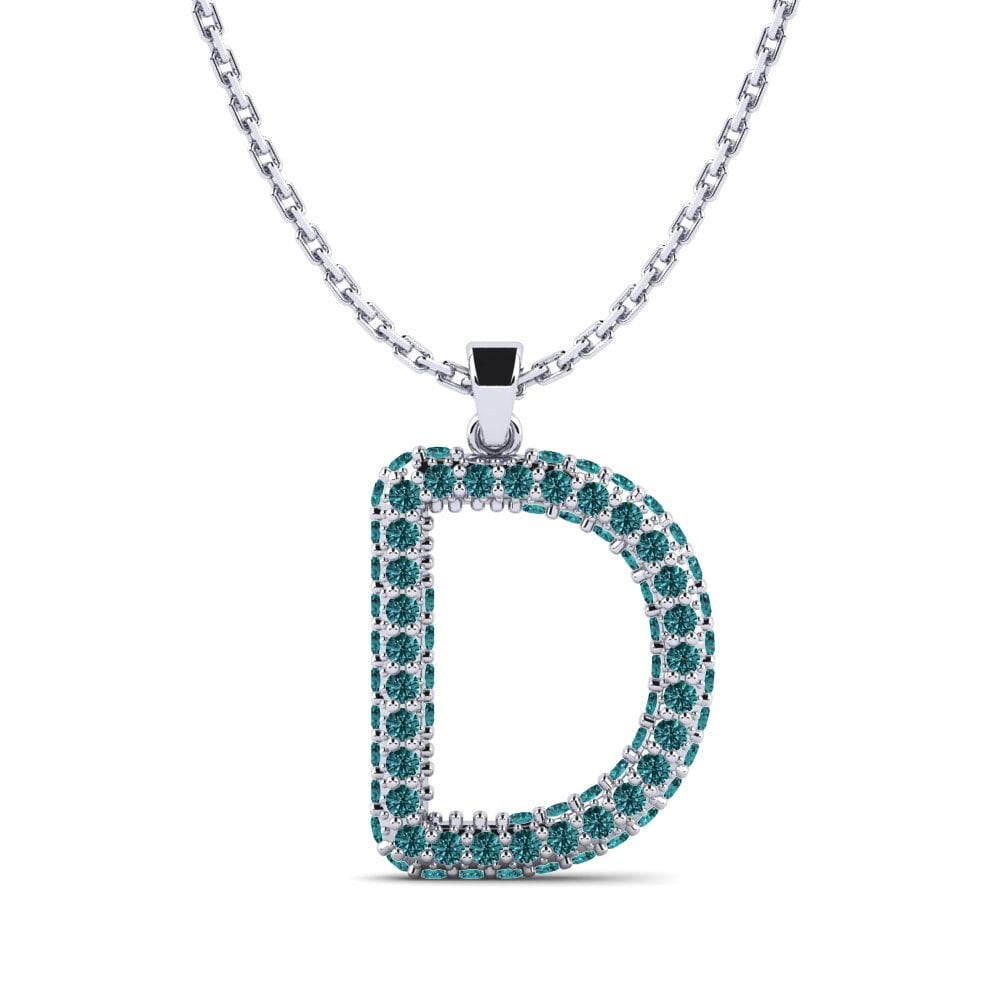 Weißgold 750 Blauer Diamant Damen anhänger Exeren - D