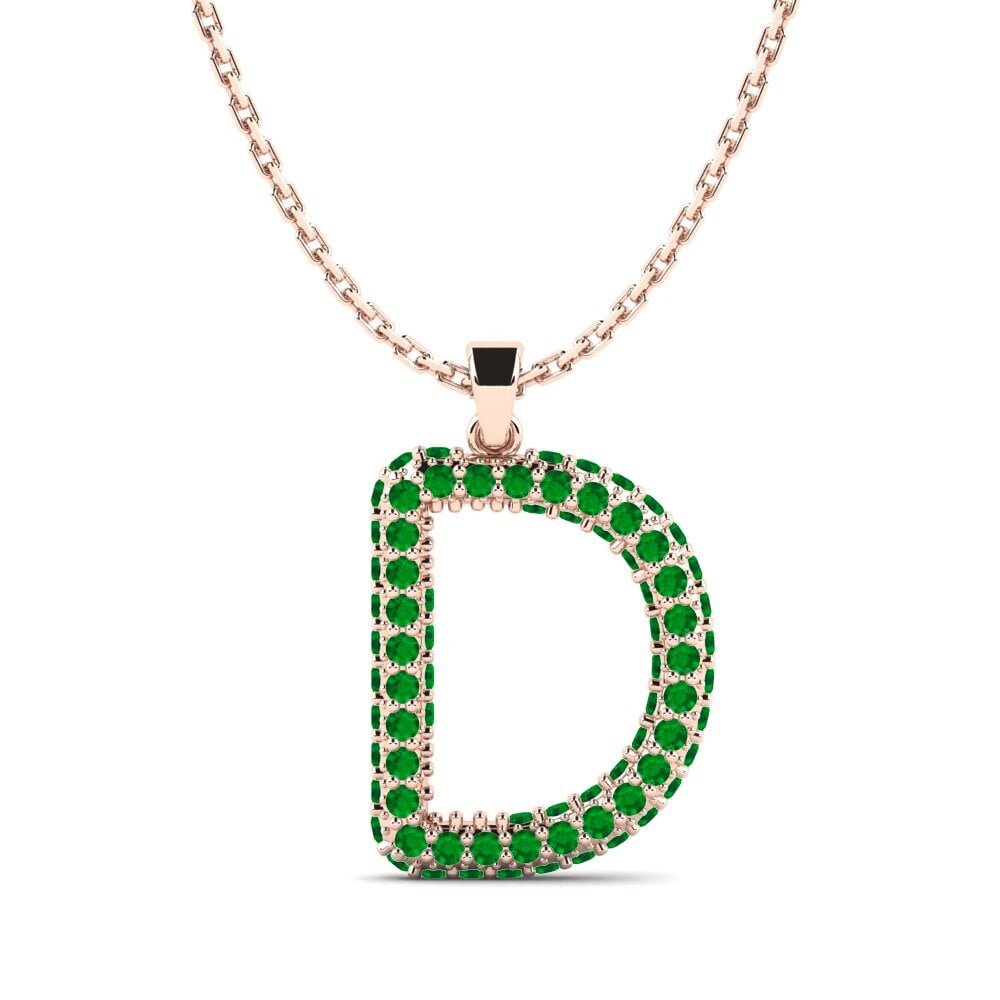 Rotgold 375 Smaragd Damen anhänger Exeren - D