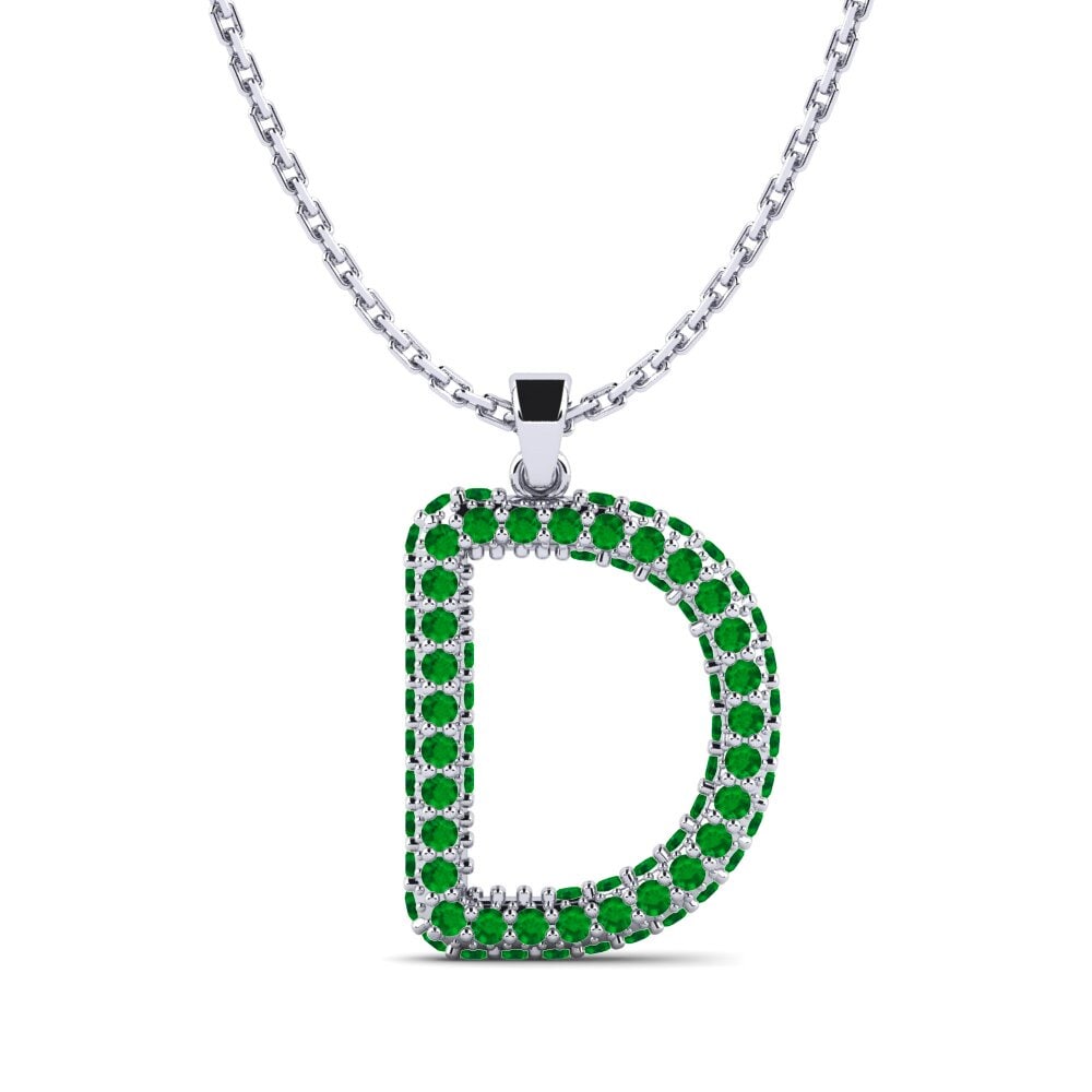 Weiß-Silber Smaragd Damen anhänger Exeren - D