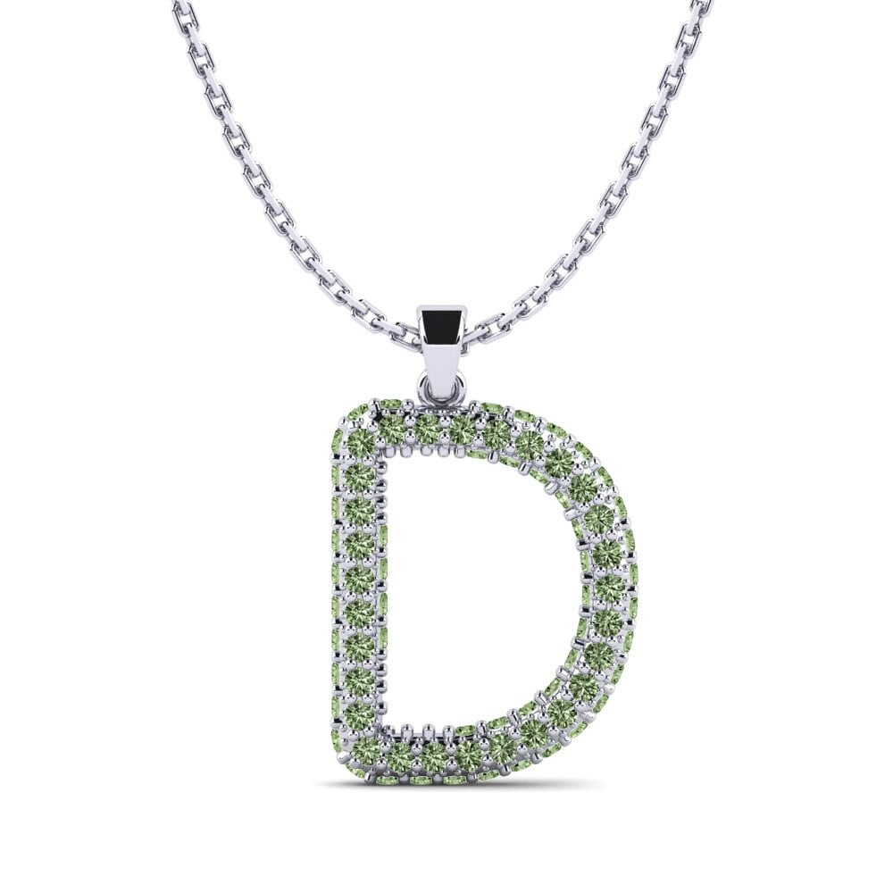 950 Platin Grüner Diamant Damen anhänger Exeren - D