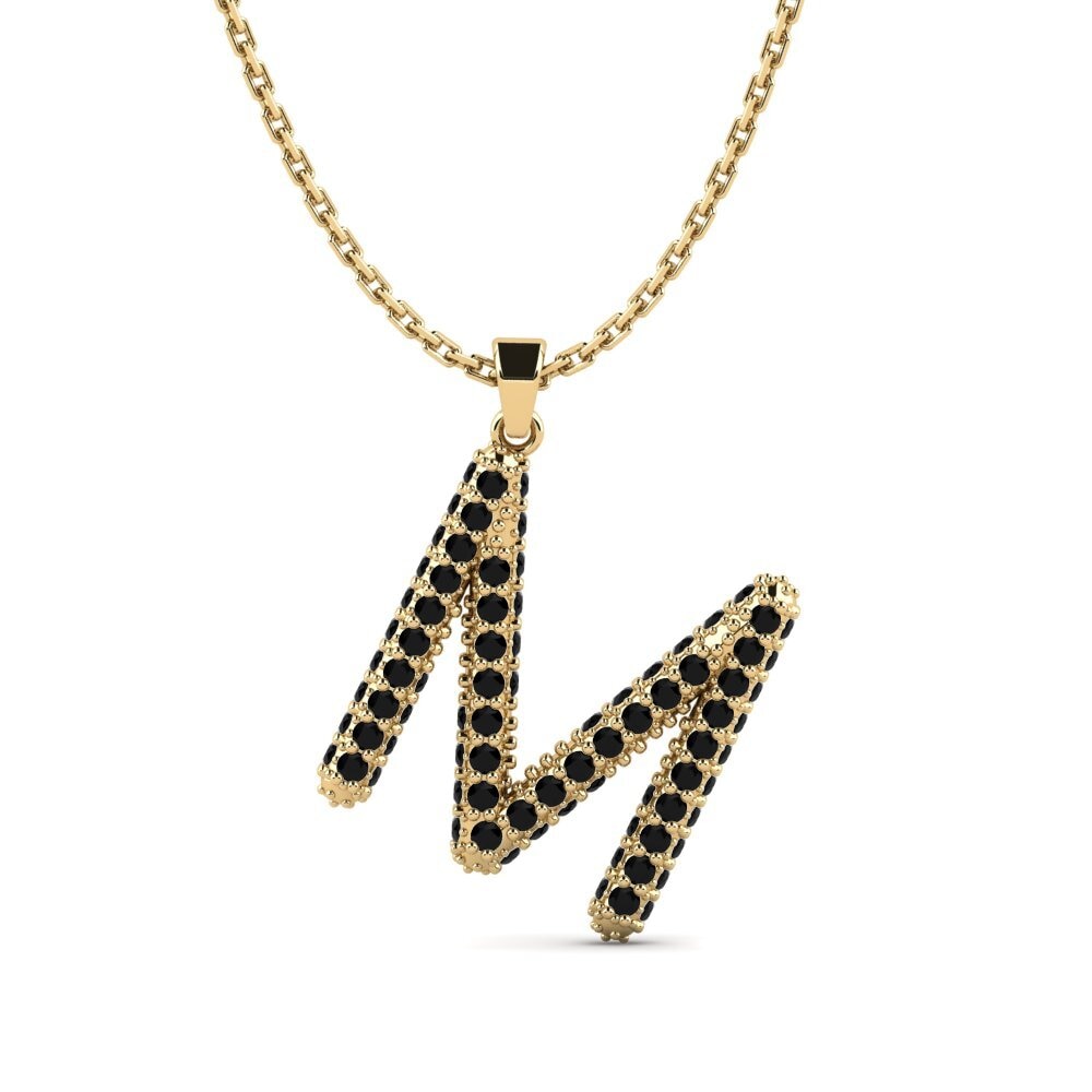 Schwarzer Diamant Damen anhänger Exeren - M