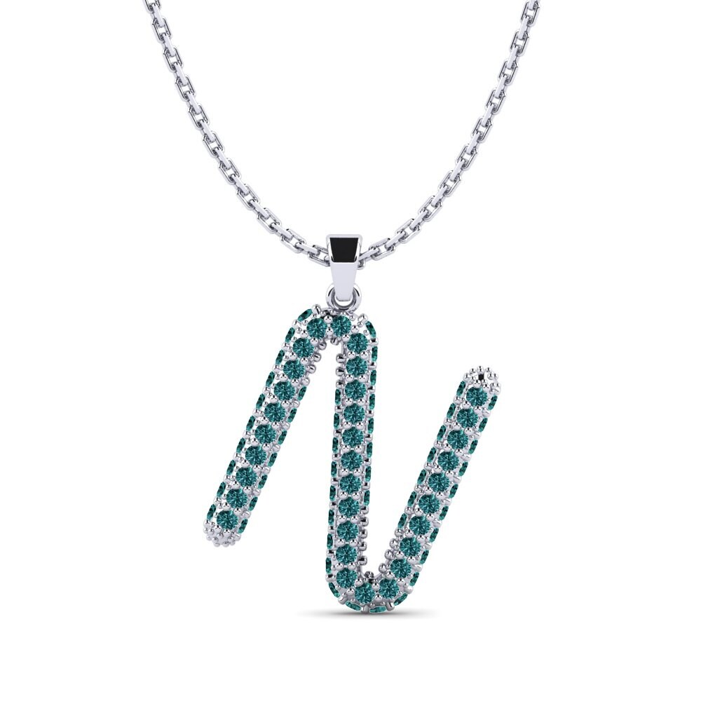 Weißgold 750 Blauer Diamant Damen anhänger Exeren - N