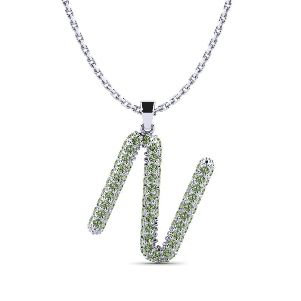950 Platin Grüner Diamant Damen anhänger Exeren - N