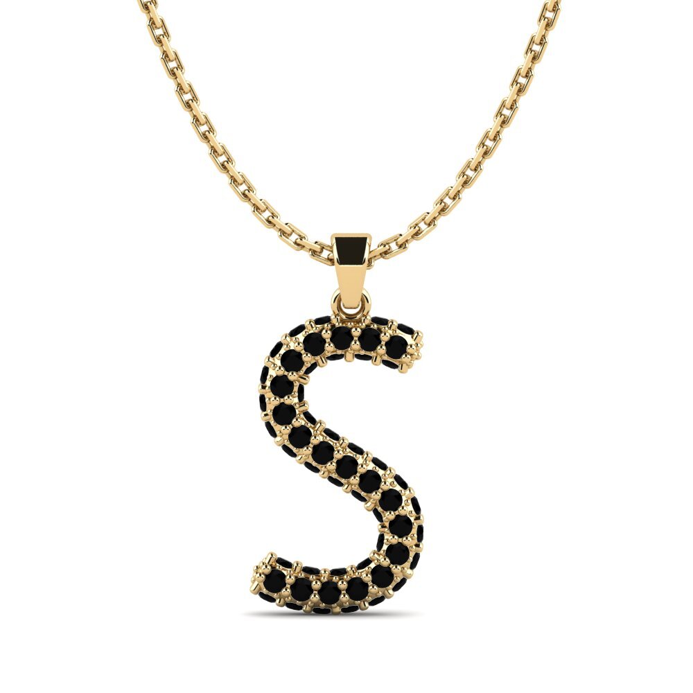 Schwarzer Diamant Damen anhänger Exeren - S