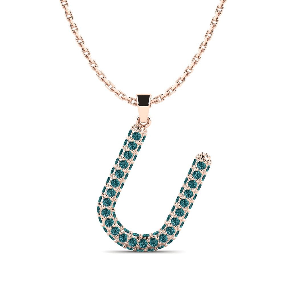 Rotgold 585 Blauer Diamant Damen anhänger Exeren - U