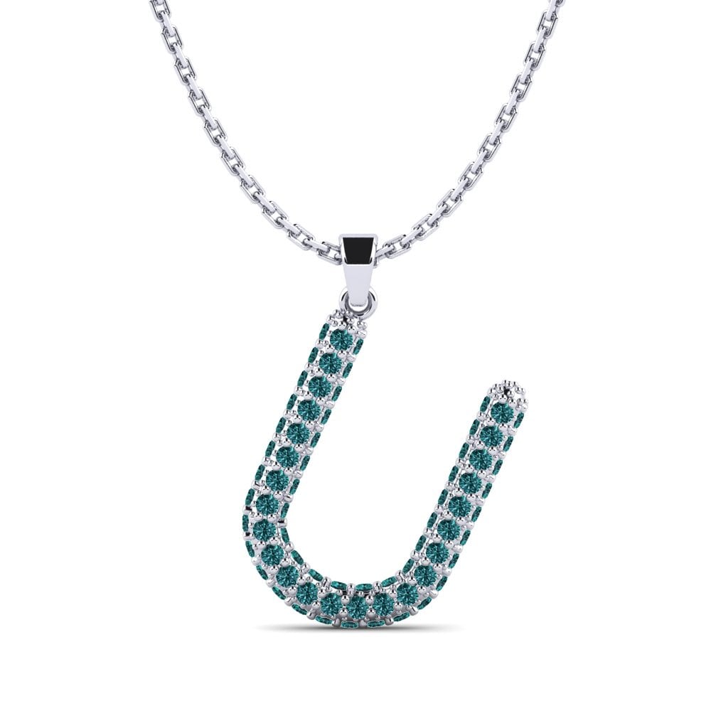Weißgold 750 Blauer Diamant Damen anhänger Exeren - U