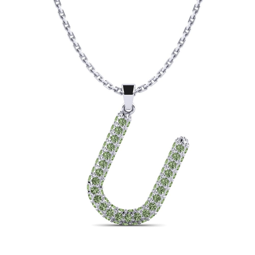 950 Platin Grüner Diamant Damen anhänger Exeren - U