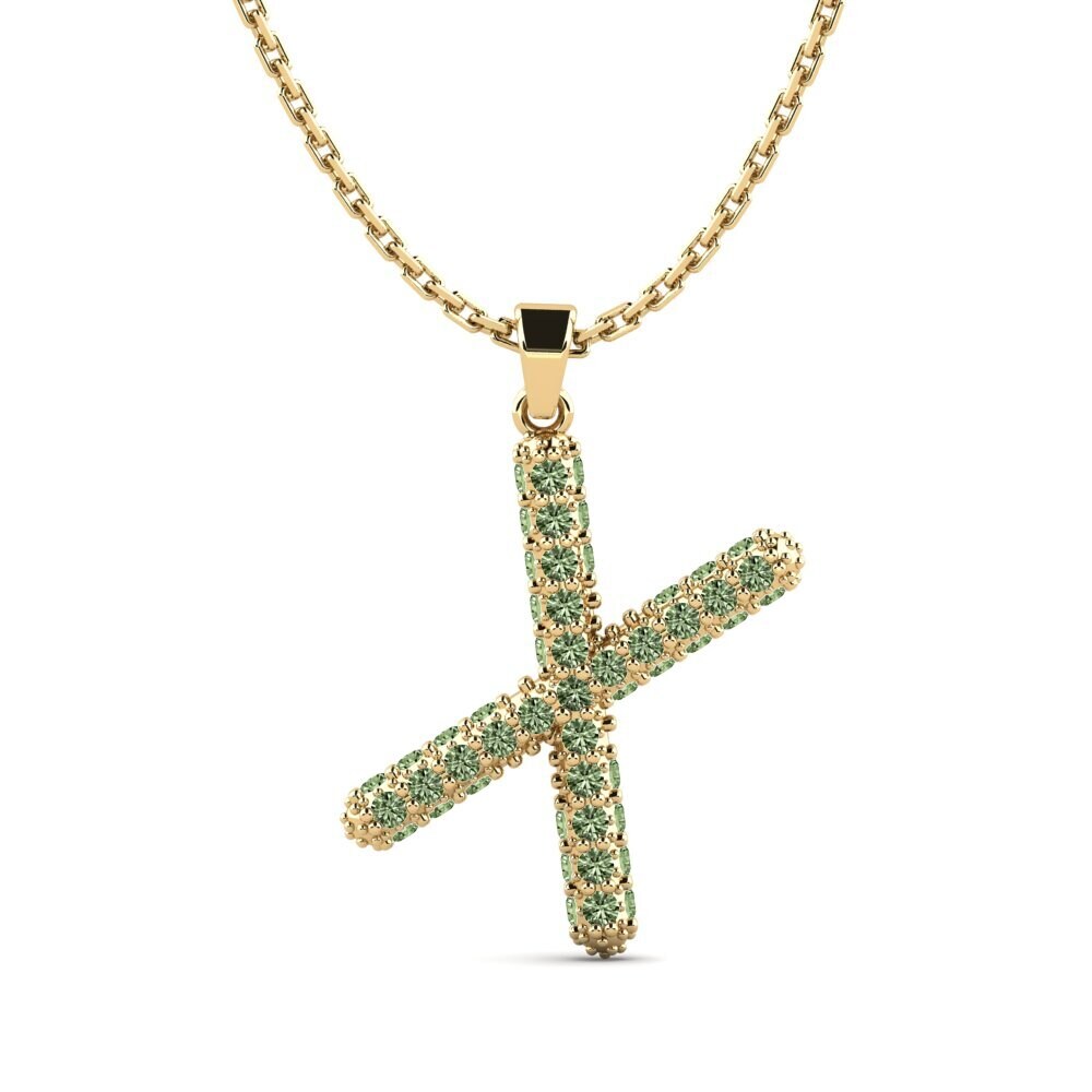 Grüner Diamant Damen anhänger Exeren - X