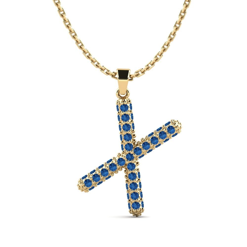 Dunkelblauer Zirkonia Damen anhänger Exeren - X