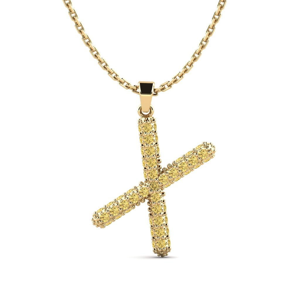 Gelber Diamant Damen anhänger Exeren - X