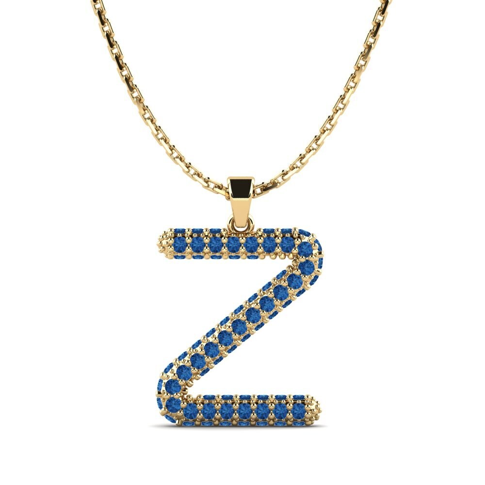 Dunkelblauer Zirkonia Damen anhänger Exeren - Z