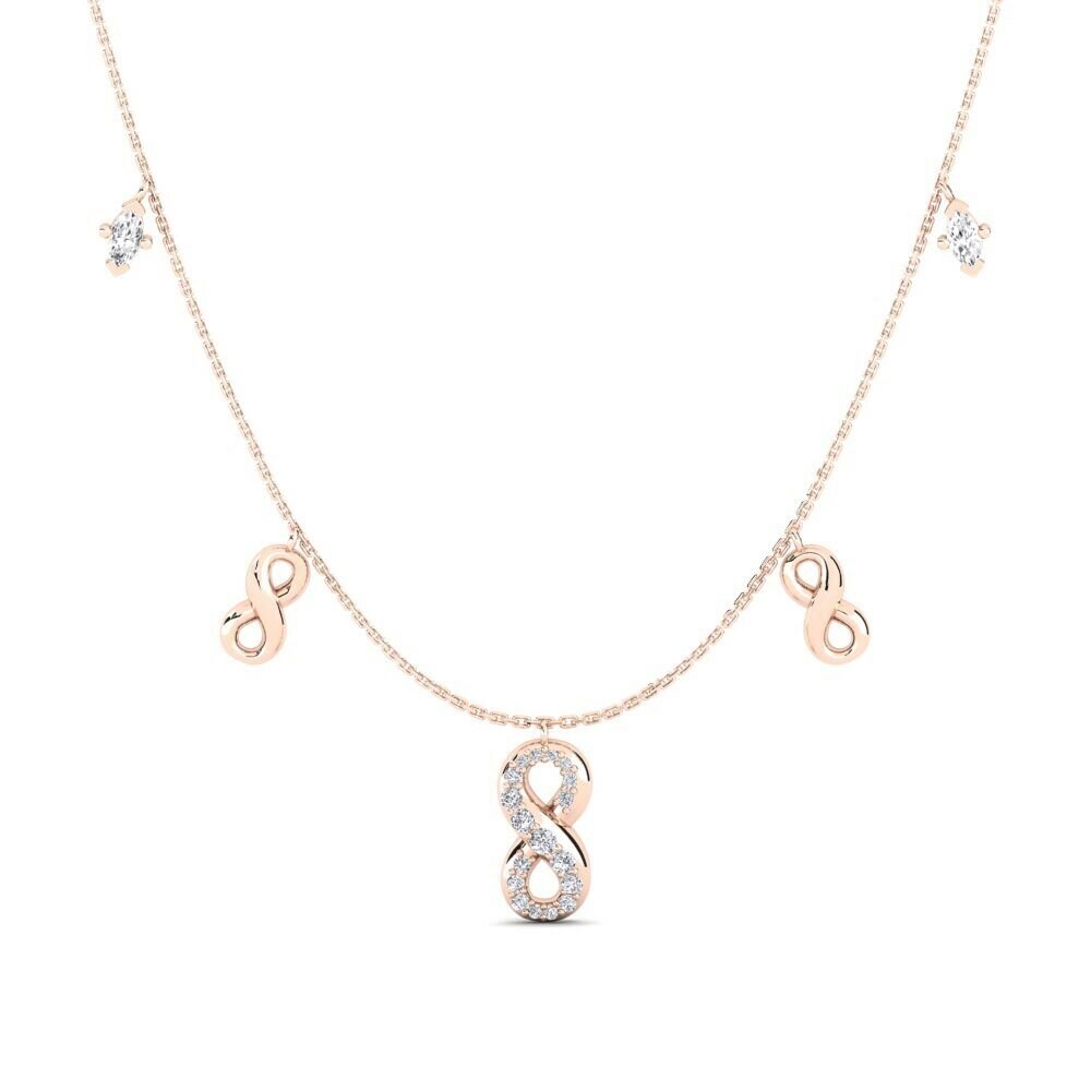 Dây chuyền Vàng Hồng 18K Kim Cương Nhân Tạo Lucky