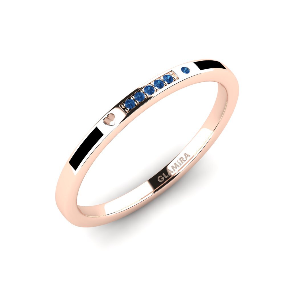 Oro Rosso 375 Zircone Blu Scuro Anello da uomo Expai
