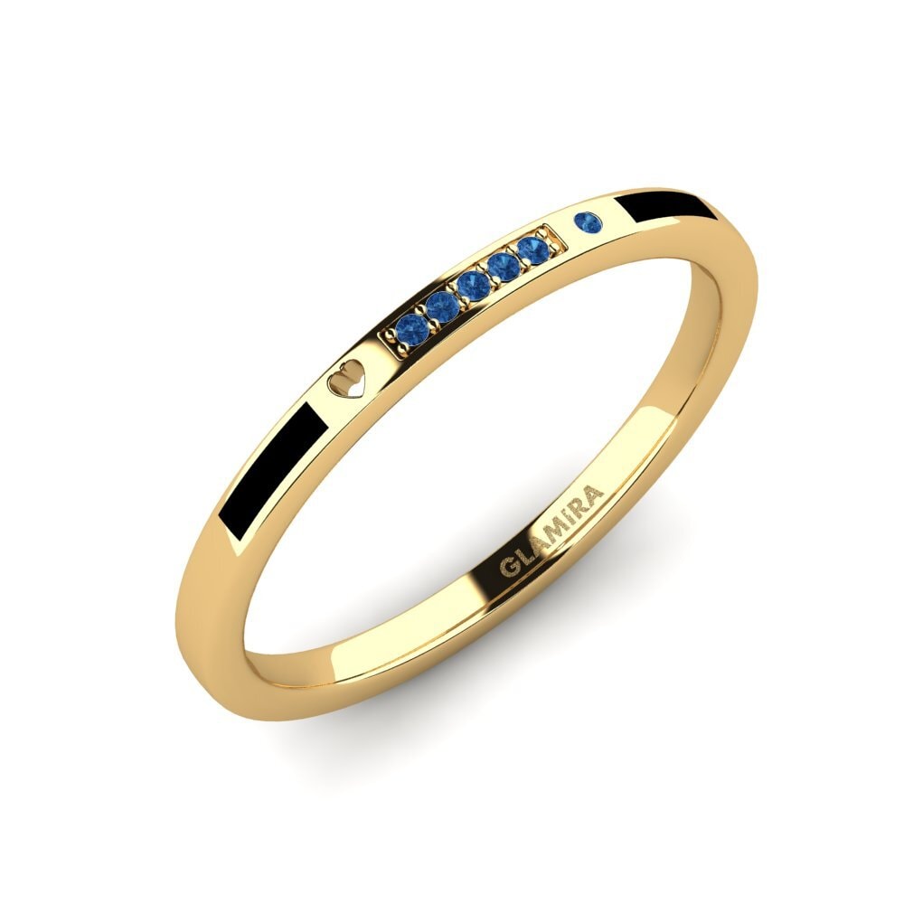 Oro Giallo 585 Zircone Blu Scuro Anello da uomo Expai
