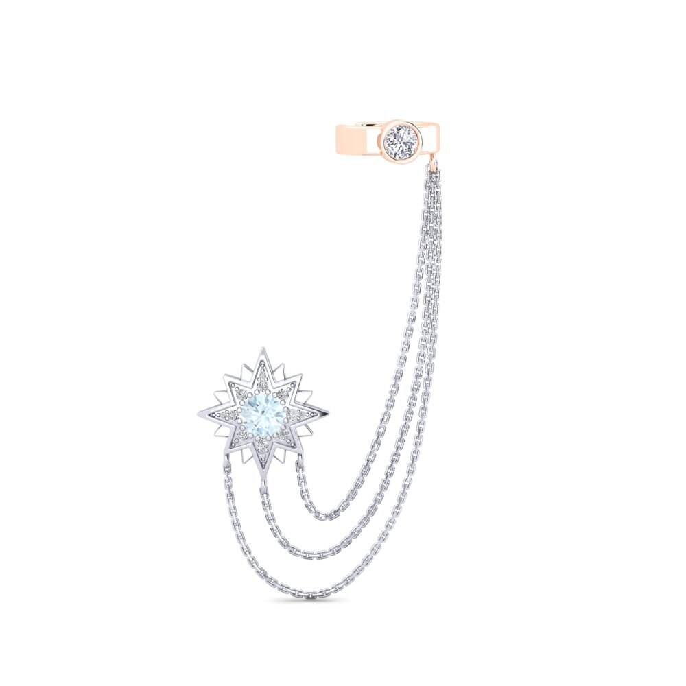9ct White & Rose Gold Aquamarine Women's Earring Extragalactic