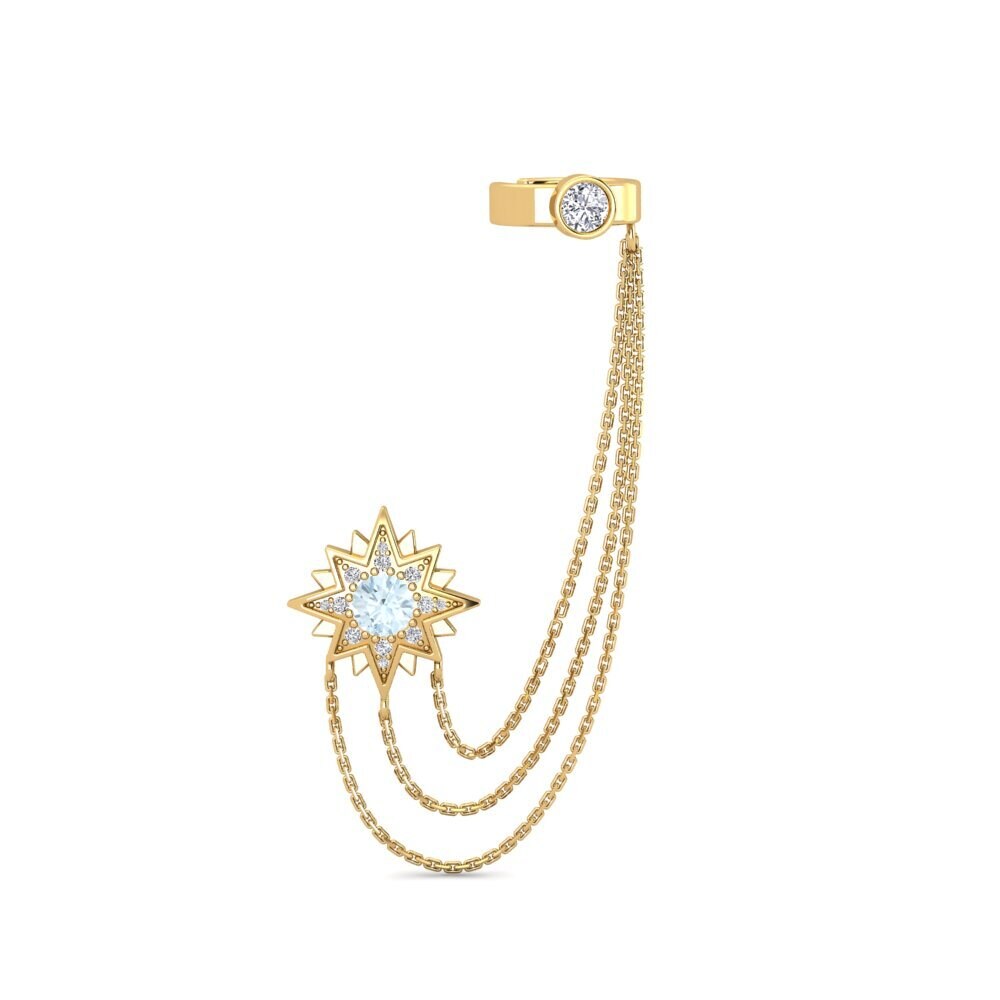 9ct Yellow Gold Aquamarine Women's Earring Extragalactic