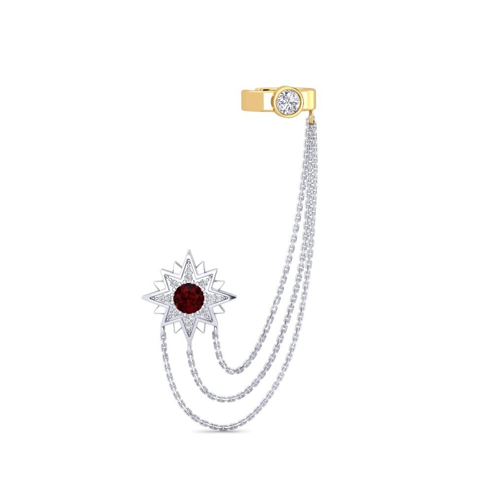 18ct White & Yellow Gold Garnet Women's Earring Extragalactic