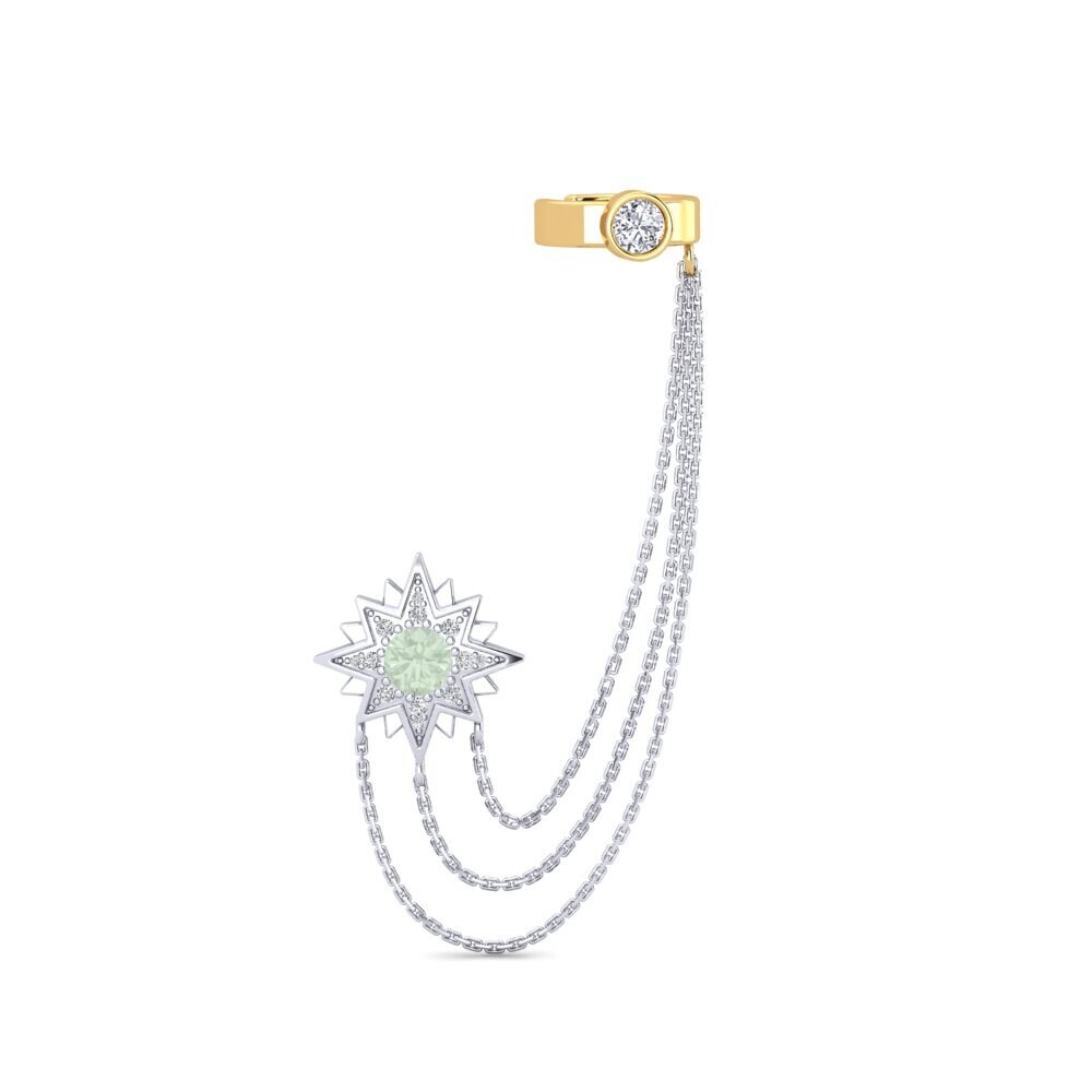 9ct White & Yellow Gold Green Amethyst Women's Earring Extragalactic