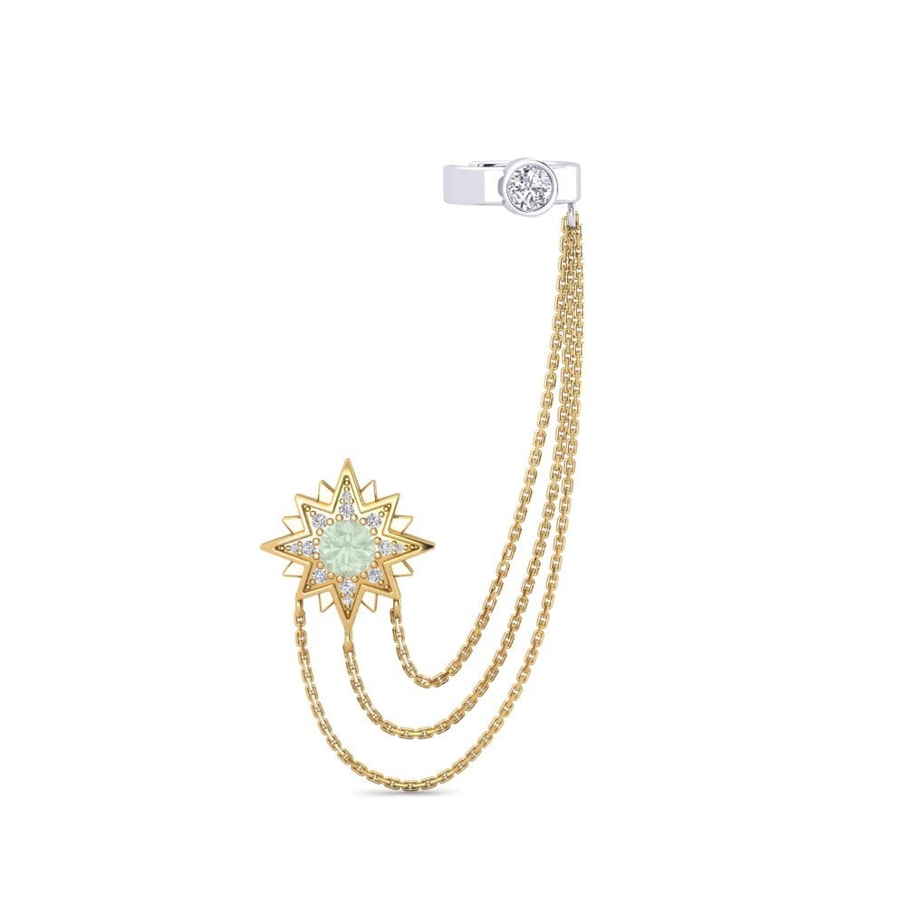 9ct Yellow & White Gold Green Amethyst Women's Earring Extragalactic