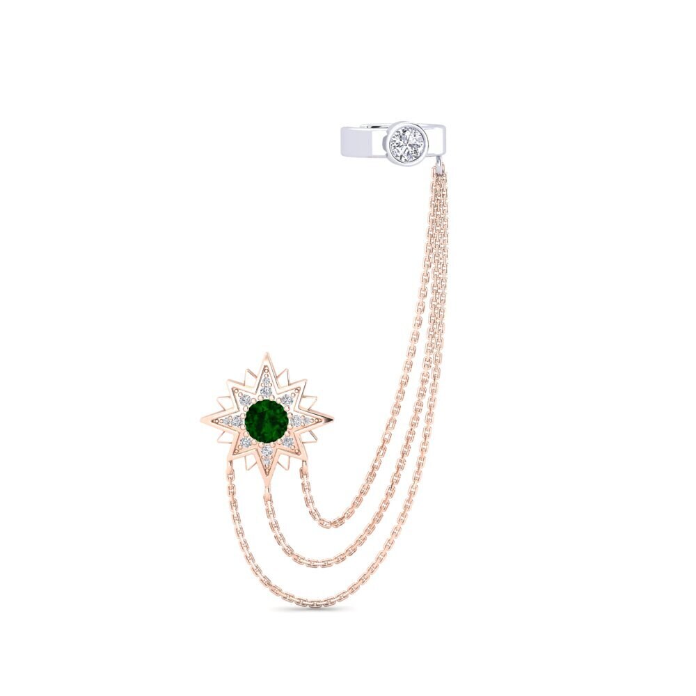 14ct Rose & White Gold Green Tourmaline Women's Earring Extragalactic